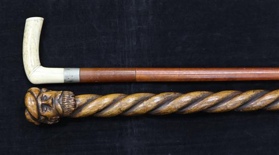 A bone handled sword stick & walking cane